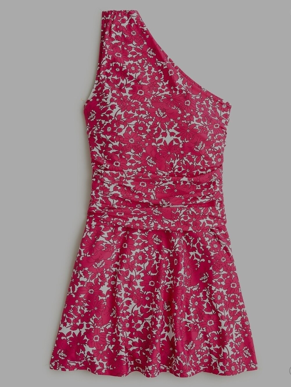 JCrew One Shoulder Asymmetrical Neck Ruched Bodice Fit & Flare Swim Dress Medium